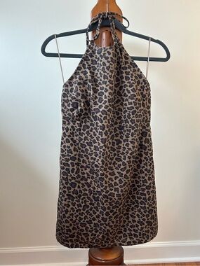 Abercrombie & Fitch Leopard Halter Mini Dress - Brown and Black - Small Petite